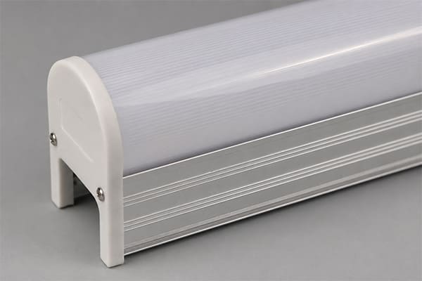 Close-up of a high-density linear LED light with a diffuser